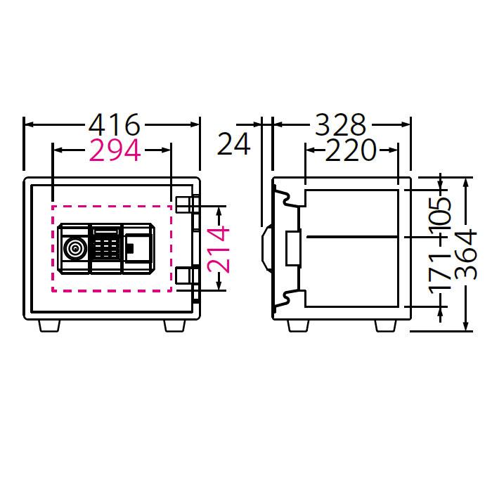 【開梱設置無料】エーコー 家庭用小型耐火金庫 STANDARD BES-9PK (テンキー＆シリンダー式) A4横対応 30分耐火 21.6L 棚板１枚「EIKO」 25kg 地震 災害 防災の画像