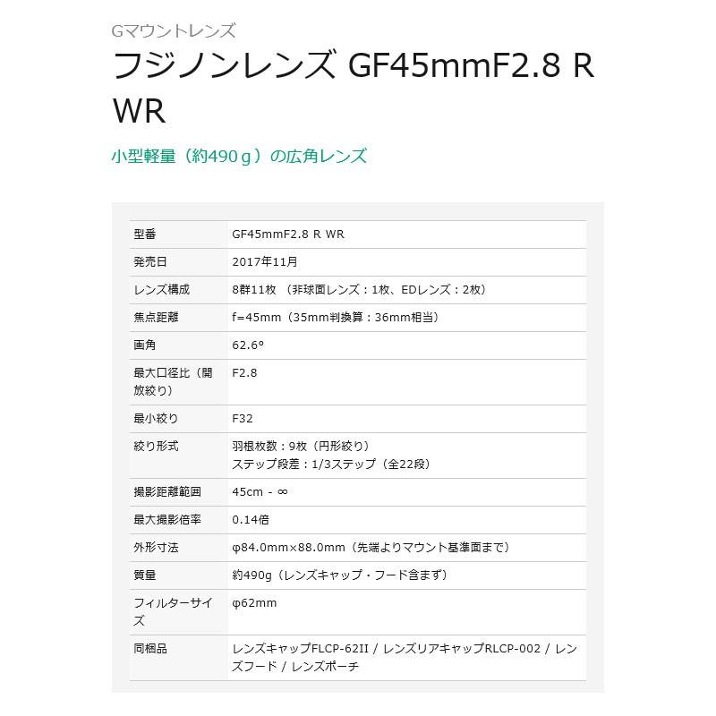 FUJIFILM＜富士フイルム＞ Gマウントレンズ フジノンレンズ GF45mmF2.8 R WR｜officeland｜02