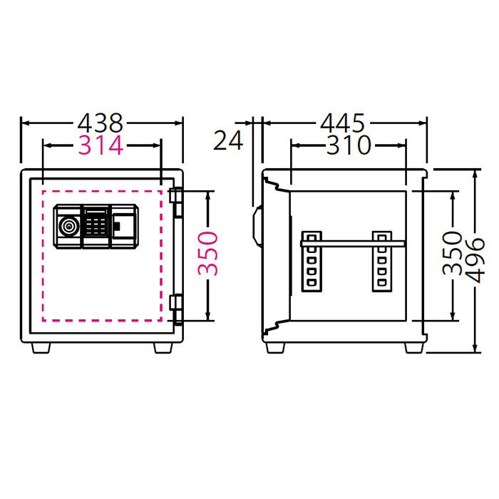 【開梱設置無料】エーコー 家庭用小型耐火金庫 STANDARD BES-25PK テンキー シリンダー式 A4ファイル 1時間耐火 34.7L EIKO 50kg 地震 災害 防災