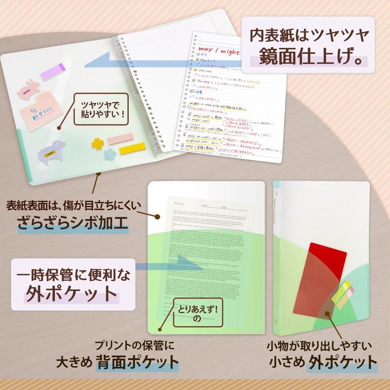 プラス ルーズリーフバインダー ワイド B5 縦 Pasty パスティ マスカットグリーン  5冊 98-815 ×5｜officeland｜06