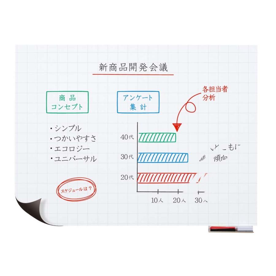 マグエックス 暗線入マグネットホワイトボードシート 特大 MSHP-90120-M_1