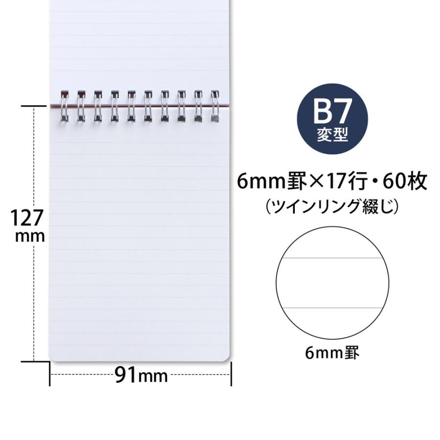 APICA 日本ノート レインガード＋ (プラス) B7 天綴じ B罫 ネイビー 5