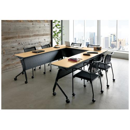 PLUS（プラス） 会議テーブル リネロ2 LD-615 WM/BK 706522 : オフィス