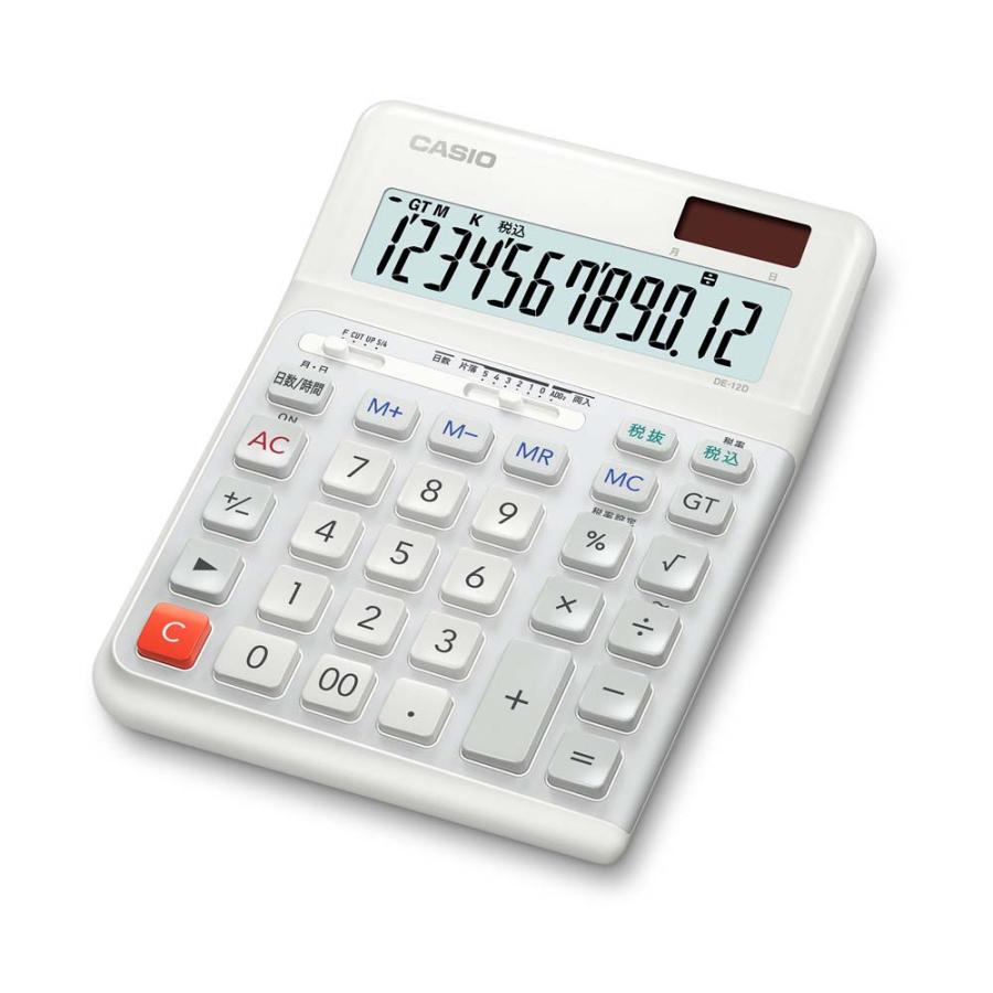 カシオ Casio 人間工学電卓 デスクタイプ 本格実務 DE-12D-WE-N 12桁 ホワイト 右手向けの画像