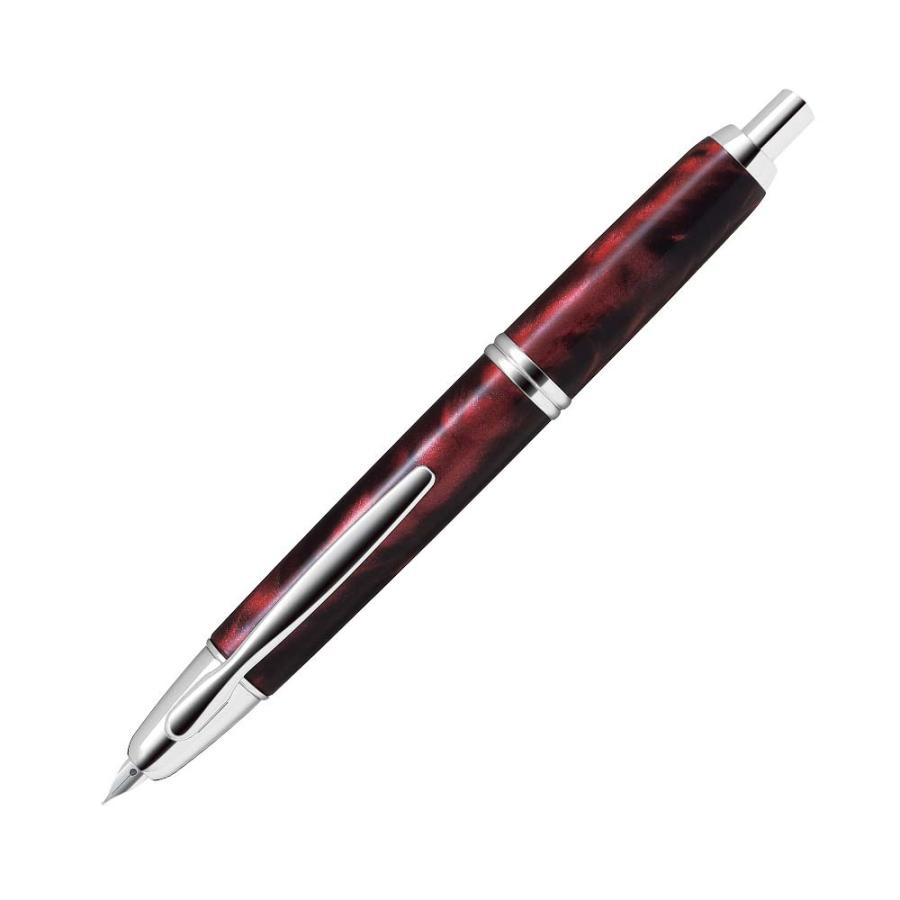 PILOT Capless 万年筆 レッド 本体　インク青黒付き　ケース付き PILOT（パイロット） 万年筆 キャップレス SE マーブルレッド 中字
