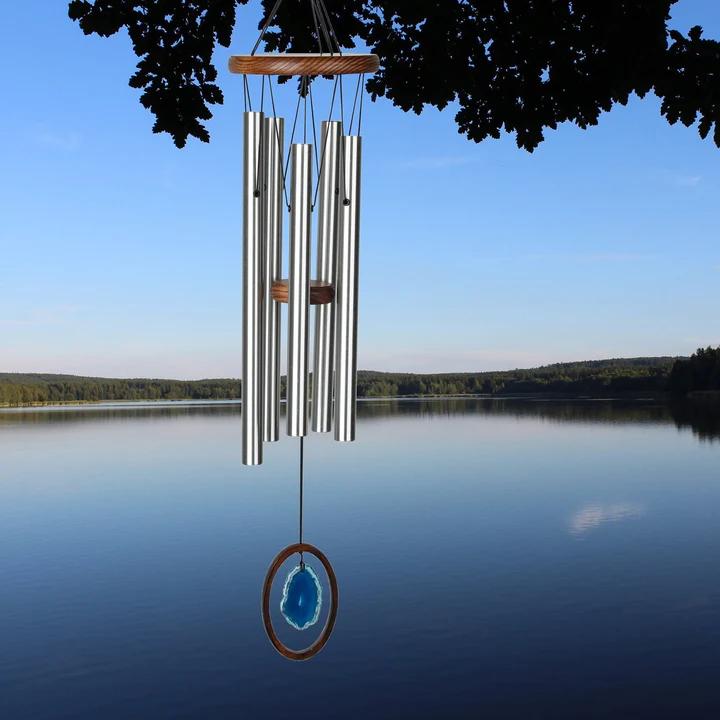 正規品 Woodstock ウッドストック Agate Chime - Large, Blue アゲートチャイム 瑪瑙 めのう 風水/玄関チャイム/ウインドチャイム WAGBLLの画像