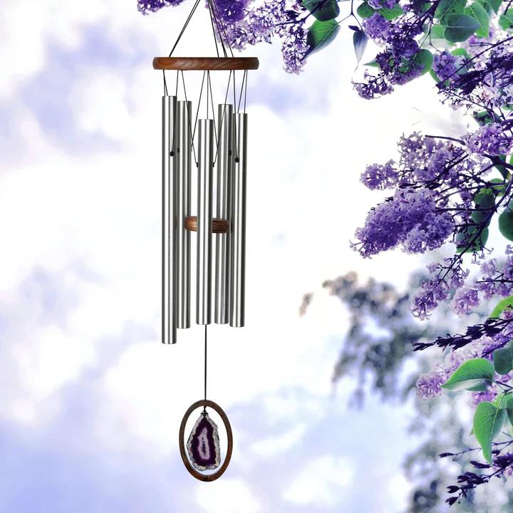 正規品 Woodstock ウッドストック Agate Chime - Large, Purple アゲートチャイム 瑪瑙 めのう 風水/玄関チャイム/ウインドチャイム WAGULの画像
