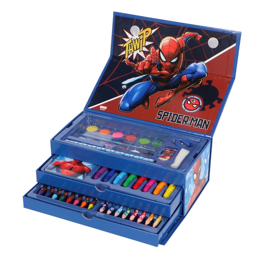 マーベル スパイダーマン お絵描きセット 塗り絵セット 3段式 箱入り