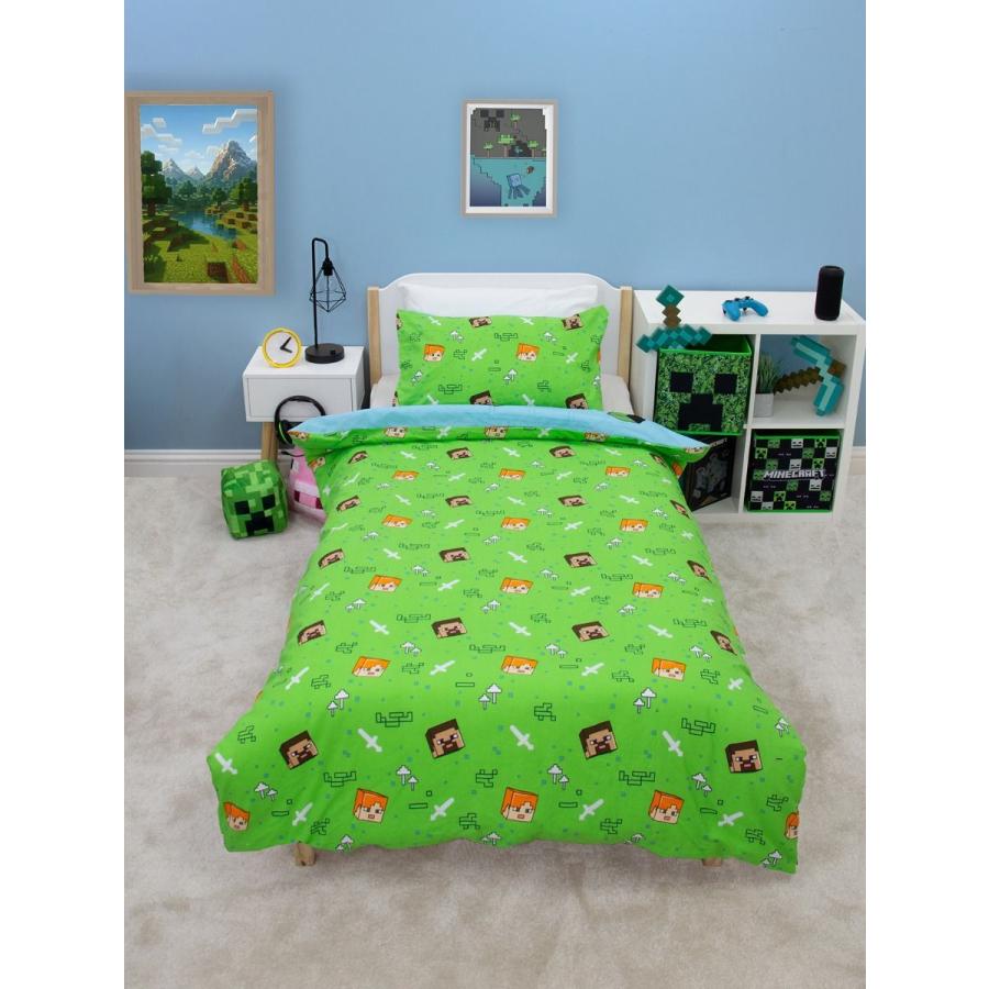 マインクラフト MINECRAFT マイクラ 掛け布団カバー+枕カバー シングル