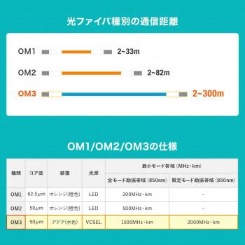 サンワサプライ メガネ型光ファイバケーブル(マルチ50μmOM3、LC×2-LC×2) 3m HKB-OM3LCLC-03N