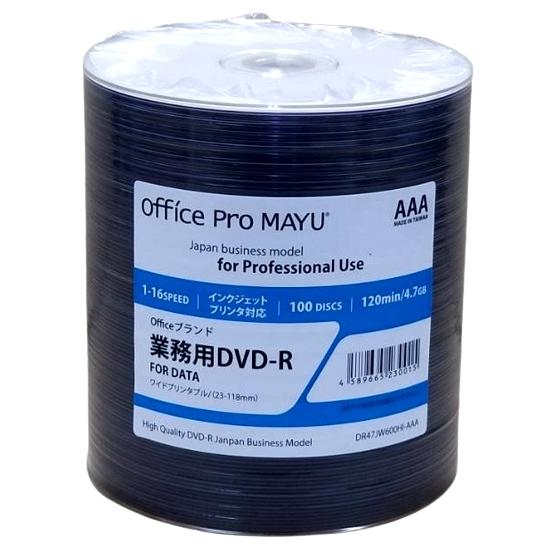 DVD-R 業務用 Officeブランド 16倍速 ワイド 100枚 (DR47JW600HI-AAA) : OfficePro Yahoo ...