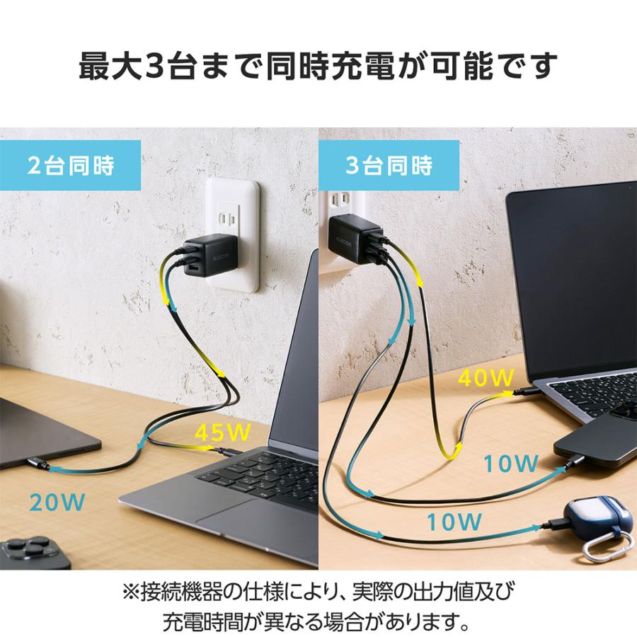 『代引不可』充電器 急速 タイプC USB PD 67W AC充電器 C×2 A×1 ブラック EC-AC10367BK エレコム『送料無料（一部地域除く）』 |  | 04