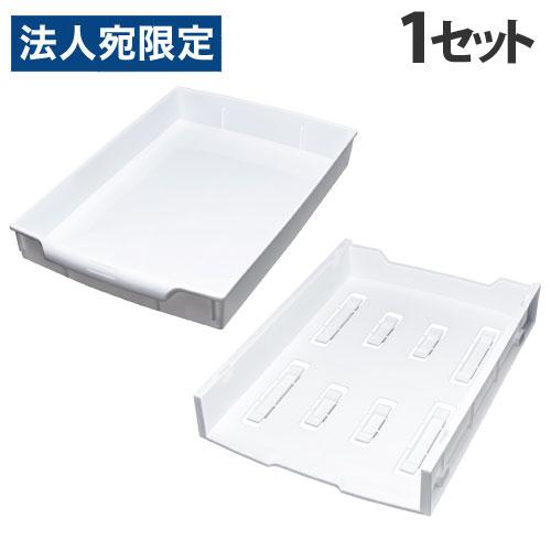 サナダ精工 デスクトップ A4ラック＆トレー 縦型 ホワイト 事務用品