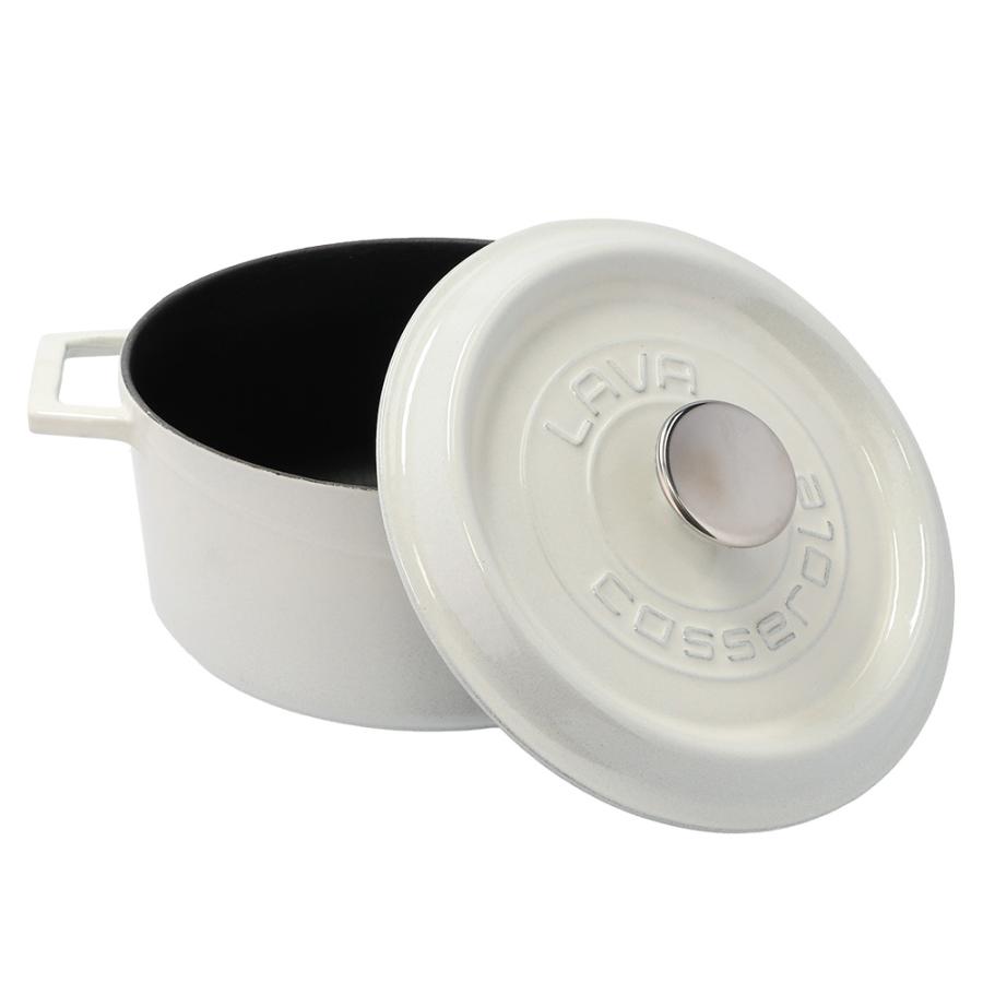 【未使用】LAVAラウンドキャセロール24cmマジョリカホワイト 未使用】LAVAラウンドキャセロール24cmマジョリカホワイト 未使用