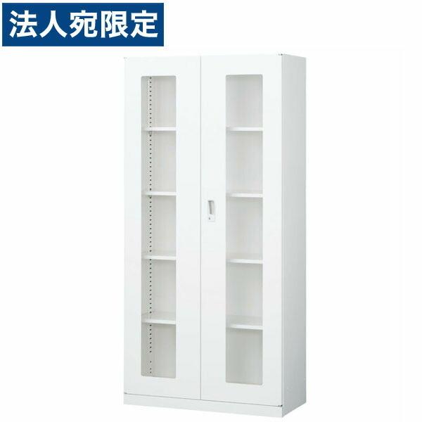 『代引不可』生興 ニュースタンダード書庫 A4対応書庫 ANWシリーズ(ホワイト) 下置き用(アジャスター付) 窓付ガラス両開き書庫 W880×D400×H1850 ANW-36HG