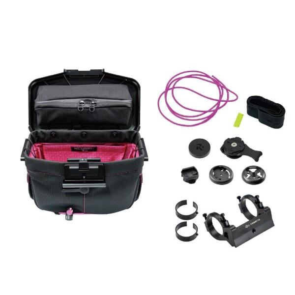 (レックマウントプラス) ライドオンバッグ (ブラック/ピンク)+ハンドルバー専用ベースマ の商品画像