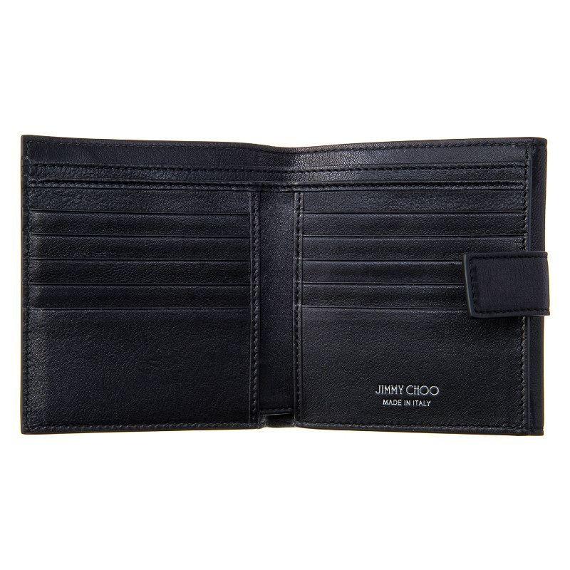 JIMMY CHOO◇2つ折り財布/レザー/BLK/ユニセックス/FRIDA