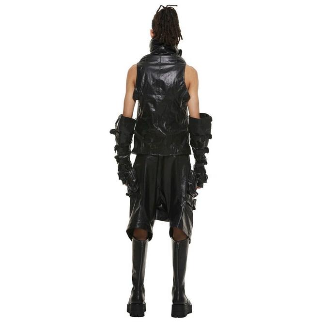 d*3様 ☆オークション　ユリウス☆Julius 変形ロングベスト　入手困難　レ JULIUS JULIUS・ユリウス/LAMINATED CLOTH ACCESSORY9/BLACK : OFFSIDE