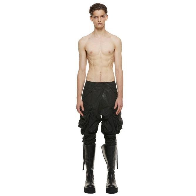 JULIUS・ユリウス/COATED CLOTH TROUSERS17/BLACKの画像