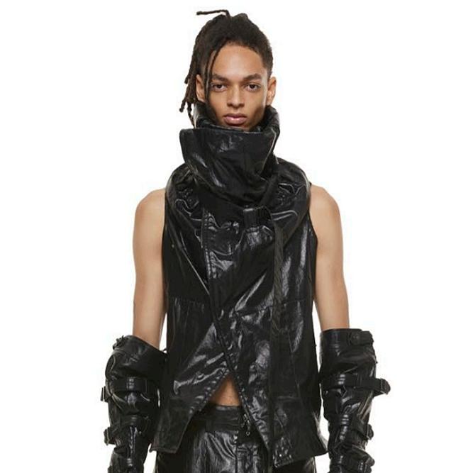 (予約品)2〜3月入荷予定/JULIUS・ユリウス/LAMINATED CLOTH VEST2/BLACK | JULIUS