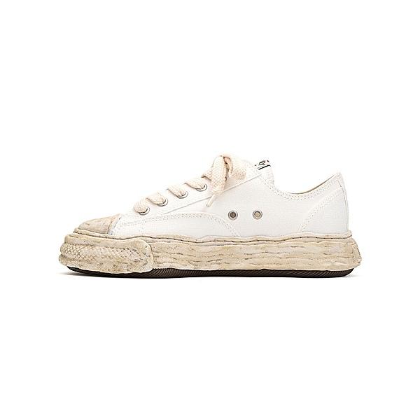 Maison MIHARA YASUHIRO/- PETERSON 23 - vintage color dyed original sole canvas low-top sneakers/WHITEの画像