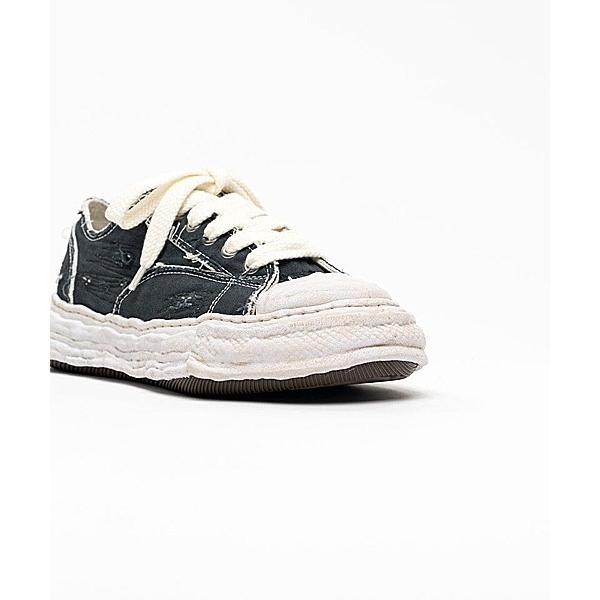 Maison MIHARA YASUHIRO・PETERSON23/original sole ripping and overdyeing canvas Low-Top sneaker/BLACKの画像