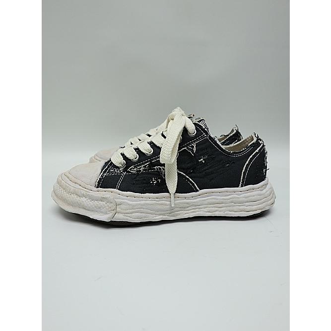 Maison MIHARA YASUHIRO・PETERSON23/original sole ripping and overdyeing canvas Low-Top sneaker/BLACKの画像