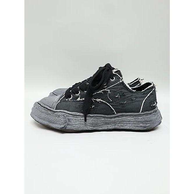 Maison MIHARA YASUHIRO・PETERSON23/original sole ripping and overdyeing canvas Low-Top sneaker/BLK/BLKの画像