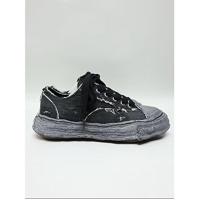 Maison MIHARA YASUHIRO・PETERSON23/original sole ripping and overdyeing canvas Low-Top sneaker/BLK/BLKの画像