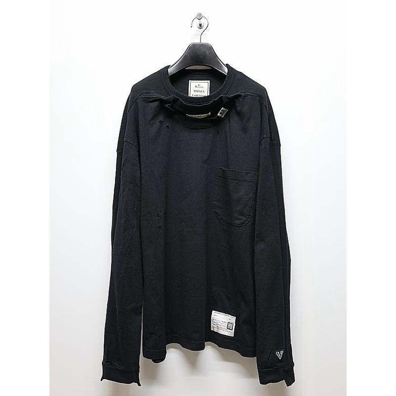 Maison MIHARA YASUHIRO・メゾン ミハラヤスヒロ/Jersey Stitch THERMAL COMBINED LS TEE/BLACK | MAISON MIHARA YASUHIRO