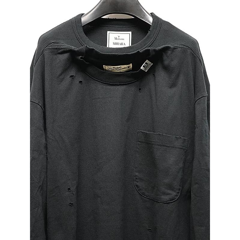 Maison MIHARA YASUHIRO・メゾン ミハラヤスヒロ/Jersey Stitch THERMAL COMBINED LS TEE/BLACK | MAISON MIHARA YASUHIRO | 01