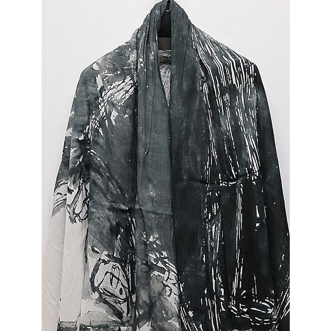 SALE40%OFF/nude:masahiko maruyama ・ヌード:マサヒコマルヤマ/Rayon Chiffon Inkjet Print STOLE/Face Print | nude:masahiko maruyama | 01