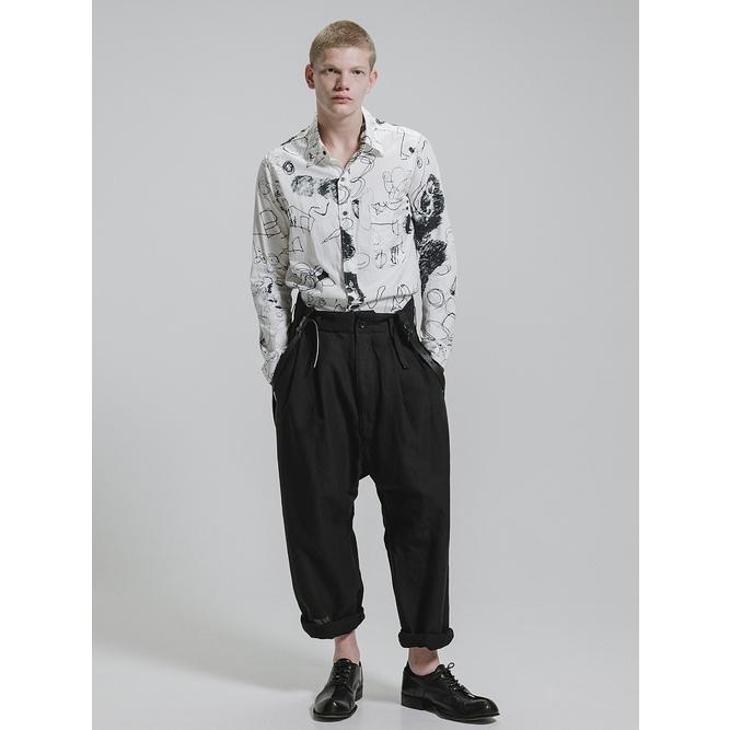 nude:masahiko maruyama ・ヌード:マサヒコマルヤマ/コットンツイルインクジェットプリントシャツ/White-Black | nude:masahiko maruyama | 09