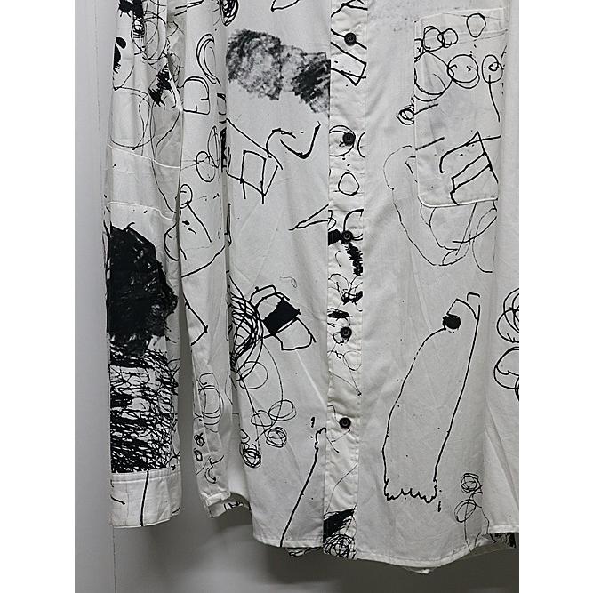 nude:masahiko maruyama ・ヌード:マサヒコマルヤマ/コットンツイルインクジェットプリントシャツ/White-Black | nude:masahiko maruyama | 02