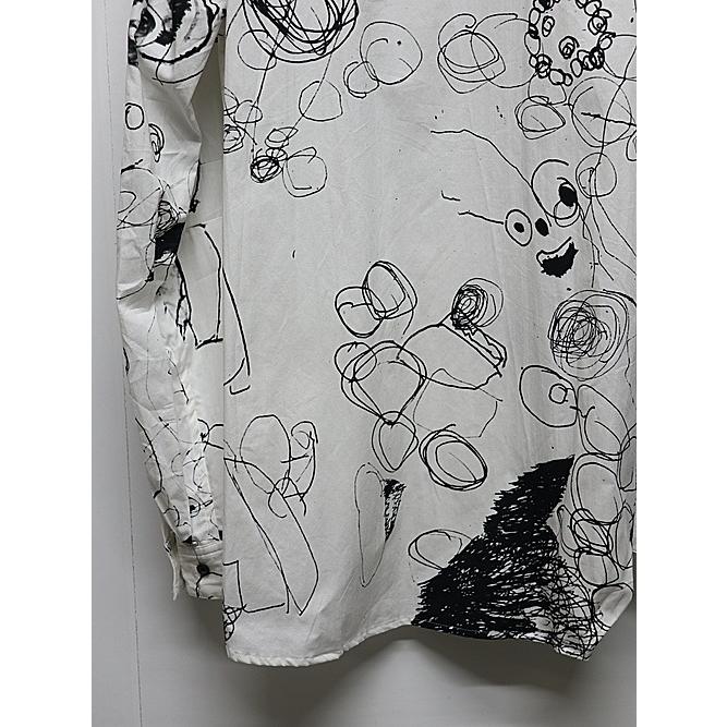 nude:masahiko maruyama ・ヌード:マサヒコマルヤマ/コットンツイルインクジェットプリントシャツ/White-Black | nude:masahiko maruyama | 04