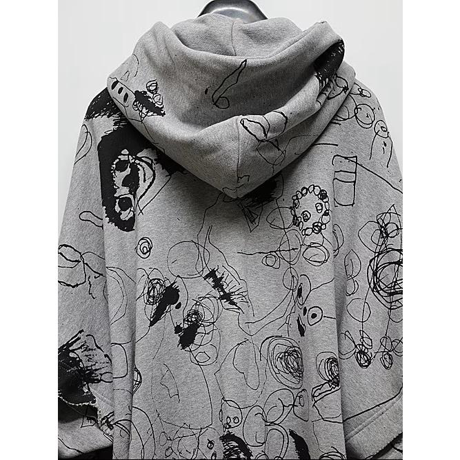 nude:masahiko maruyama ・ヌード:マサヒコマルヤマ/裏毛顔料プリントオーバーサイズZIP UPパーカ（袖取り外し可能）/Grey | nude:masahiko maruyama | 03