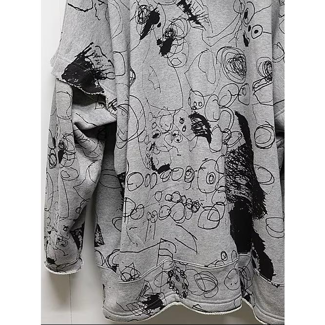 nude:masahiko maruyama ・ヌード:マサヒコマルヤマ/裏毛顔料プリントオーバーサイズZIP UPパーカ（袖取り外し可能）/Grey | nude:masahiko maruyama | 04