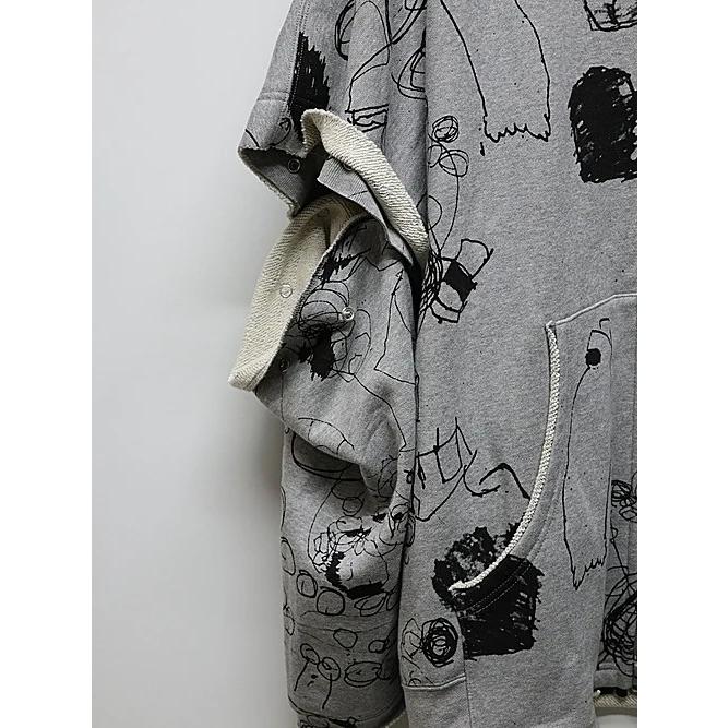 nude:masahiko maruyama ・ヌード:マサヒコマルヤマ/裏毛顔料プリントオーバーサイズZIP UPパーカ（袖取り外し可能）/Grey | nude:masahiko maruyama | 06