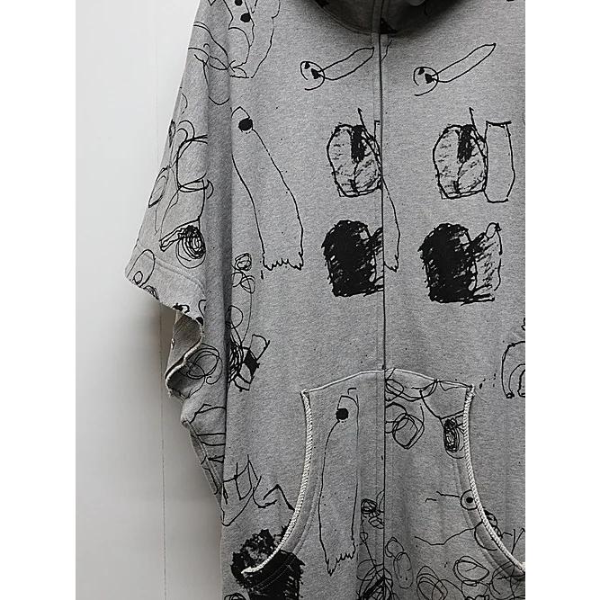 nude:masahiko maruyama ・ヌード:マサヒコマルヤマ/裏毛顔料プリントオーバーサイズZIP UPパーカ（袖取り外し可能）/Grey | nude:masahiko maruyama | 07