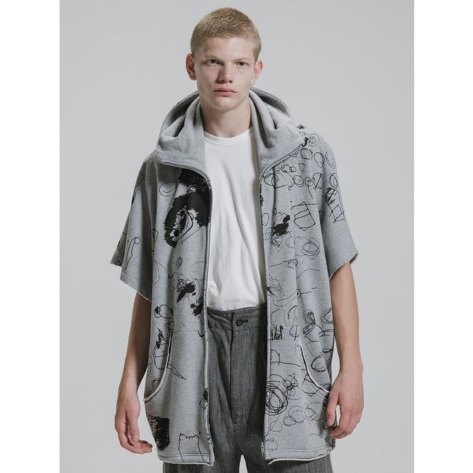 nude:masahiko maruyama ・ヌード:マサヒコマルヤマ/裏毛顔料プリントオーバーサイズZIP UPパーカ（袖取り外し可能）/Grey | nude:masahiko maruyama | 13