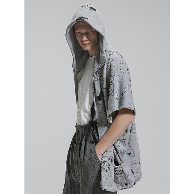 nude:masahiko maruyama ・ヌード:マサヒコマルヤマ/裏毛顔料プリントオーバーサイズZIP UPパーカ（袖取り外し可能）/Grey | nude:masahiko maruyama | 14