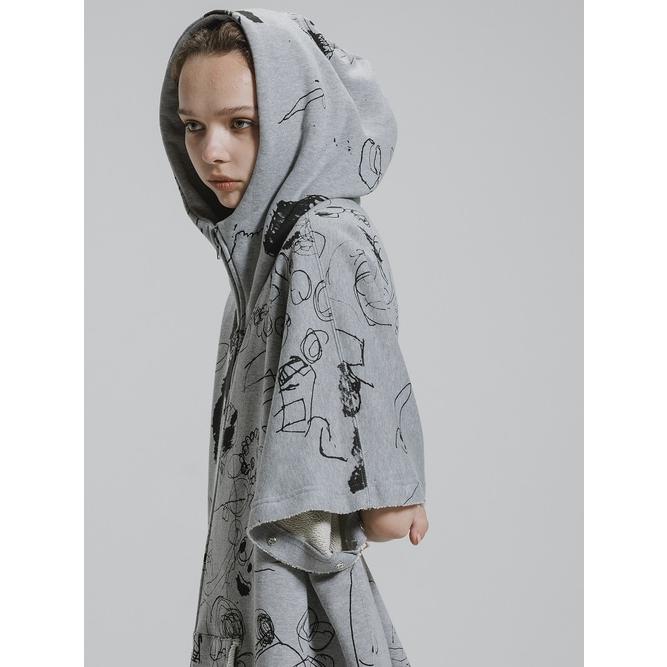 nude:masahiko maruyama ・ヌード:マサヒコマルヤマ/裏毛顔料プリントオーバーサイズZIP UPパーカ（袖取り外し可能）/Grey | nude:masahiko maruyama | 16