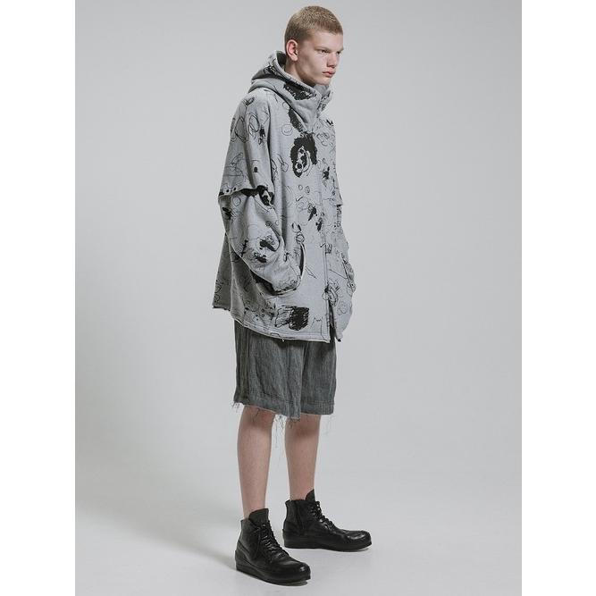 nude:masahiko maruyama ・ヌード:マサヒコマルヤマ/裏毛顔料プリントオーバーサイズZIP UPパーカ（袖取り外し可能）/Grey | nude:masahiko maruyama | 18