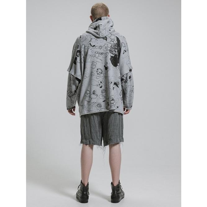 nude:masahiko maruyama ・ヌード:マサヒコマルヤマ/裏毛顔料プリントオーバーサイズZIP UPパーカ（袖取り外し可能）/Grey | nude:masahiko maruyama | 19