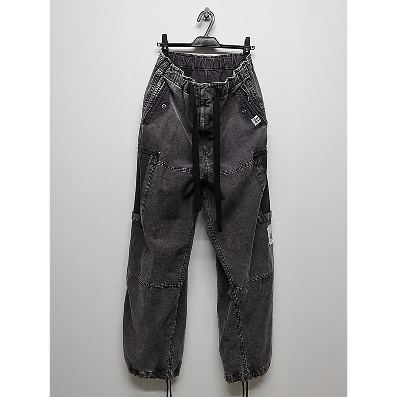 Maison MIHARA YASUHIRO・メゾン ミハラヤスヒロ/SULFUR DYED BACK SATIN DAMAGED CARGO PT/BLACK | MAISON MIHARA YASUHIRO