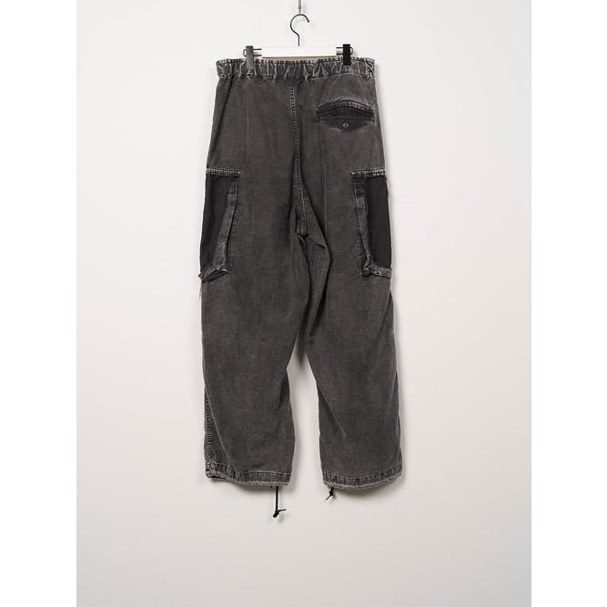 Maison MIHARA YASUHIRO・メゾン ミハラヤスヒロ/SULFUR DYED BACK SATIN DAMAGED CARGO PT/BLACK | MAISON MIHARA YASUHIRO | 08