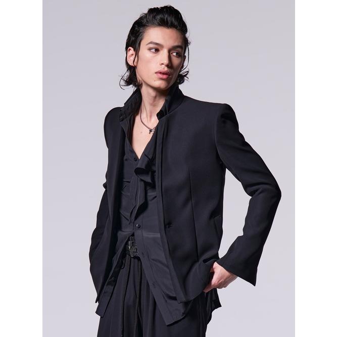 kiryuyrik・キリュウキリュウ/W-Satin Suede Stand Collar Short Jacket /Black｜offside｜04