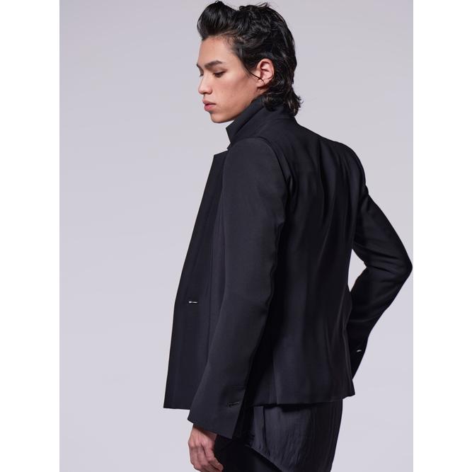 kiryuyrik・キリュウキリュウ/W-Satin Suede Stand Collar Short Jacket /Black｜offside｜05