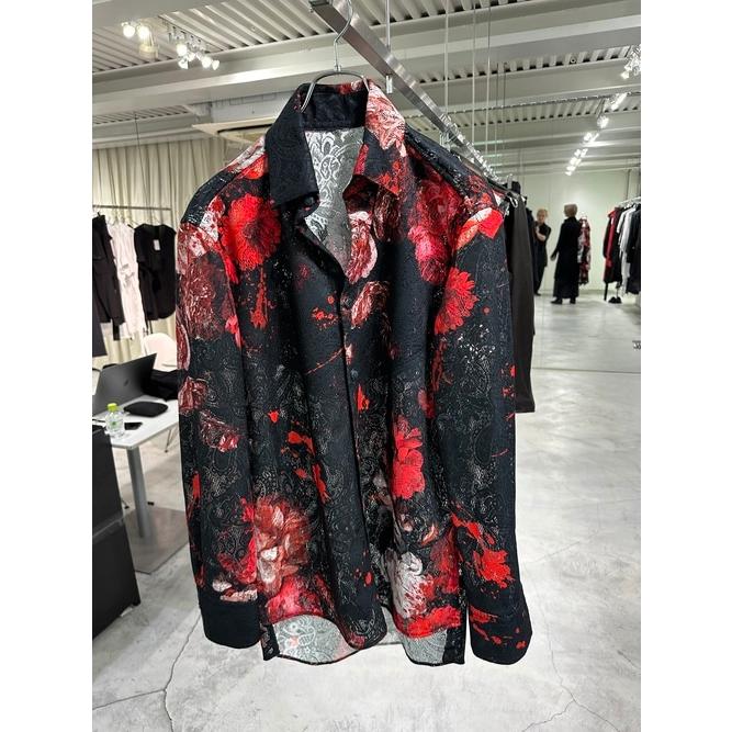 (予約品）4〜5月入荷予定/kiryuyrik・キリュウキリュウ/Flora Lace Shirt/BlackRed