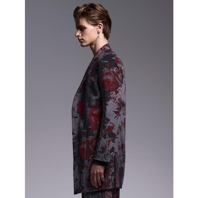 kiryuyrik・キリュウキリュウ/Gray Flora Gabardine Long Jacket/Grayの画像